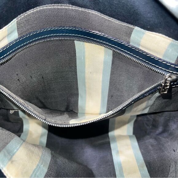 Fendi Navy Blue Canvas Tote Leather Straps AUTHENTIC Great condition Dust Bag - Picture 11 of 15